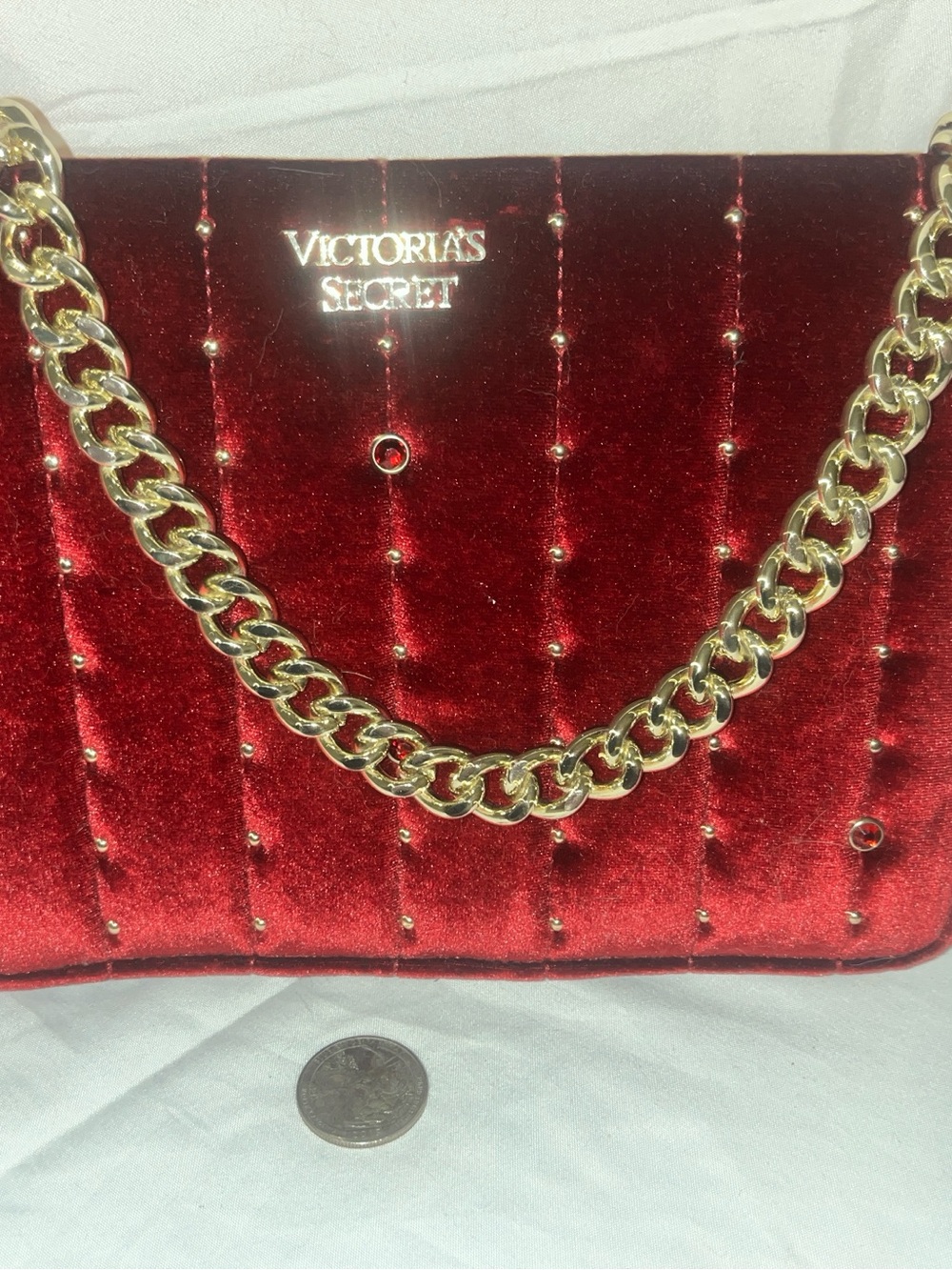 Victoria's Secret Red Velvet Chain Shoulder Clutch